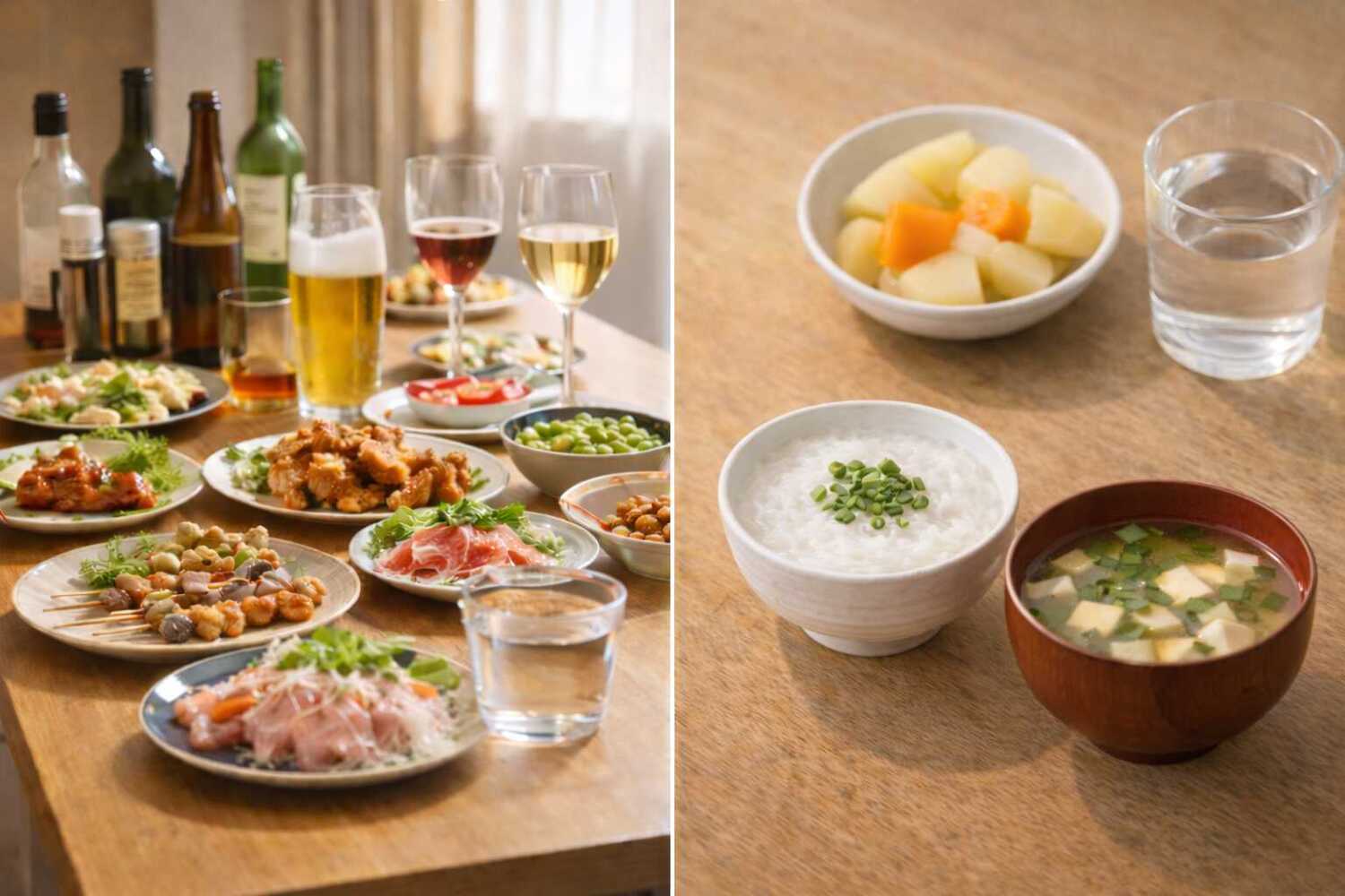 豪勢な夕食を食べすぎた朝食