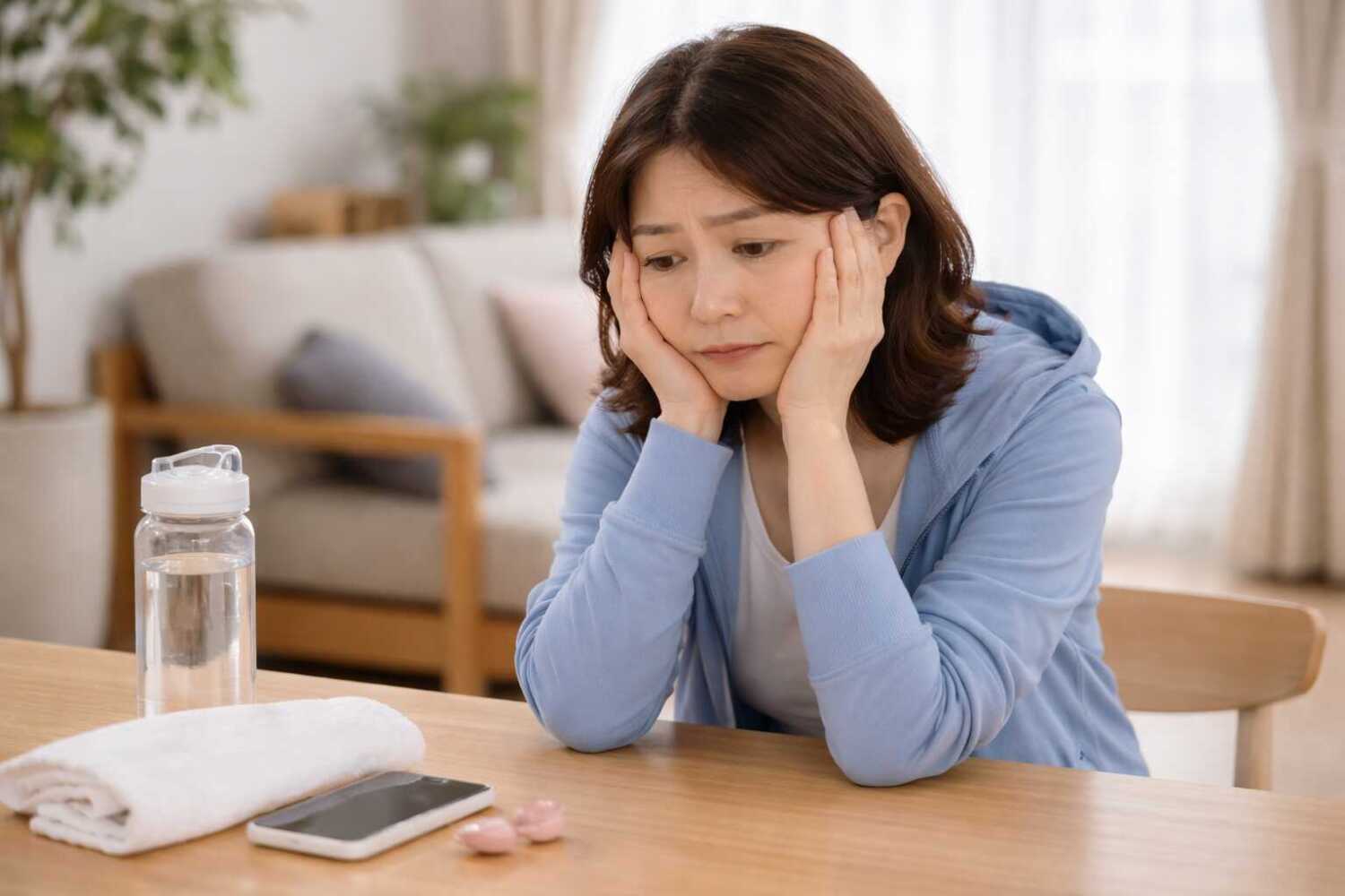 悩んでいる様子の女性