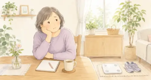 静かな部屋で考え込む女性