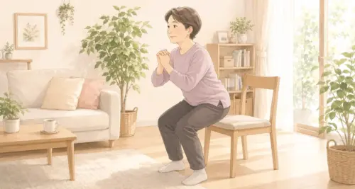 スクワットする女性